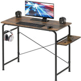 Office Desk Small Gaming Working Computer Desk with Shelf, Brown