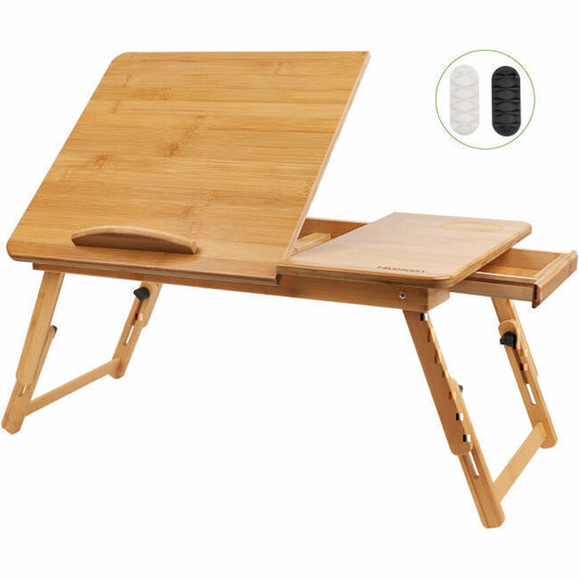 Bamboo Folding Table Portable Laptop Breakfast Desk Bed Serving Tray