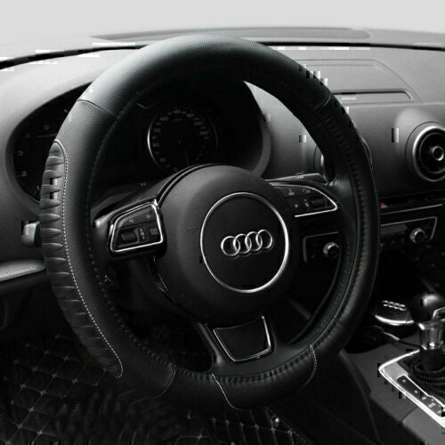 Universal PU Leather Cover Sedan Car Steering Wheel Protection, 15 in