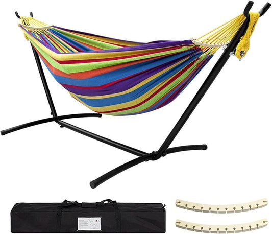 Hammock With Steel Stand 2-Person Anti Roll Balance Beam Hammock