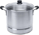 IMUSA Aluminum Steamer with Glass Lid Steamer Pot 10-Qt, Silver