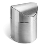 Mini Trash Can W/Lid, 1.5L Bin Brushed Stainless Steel Trash Can