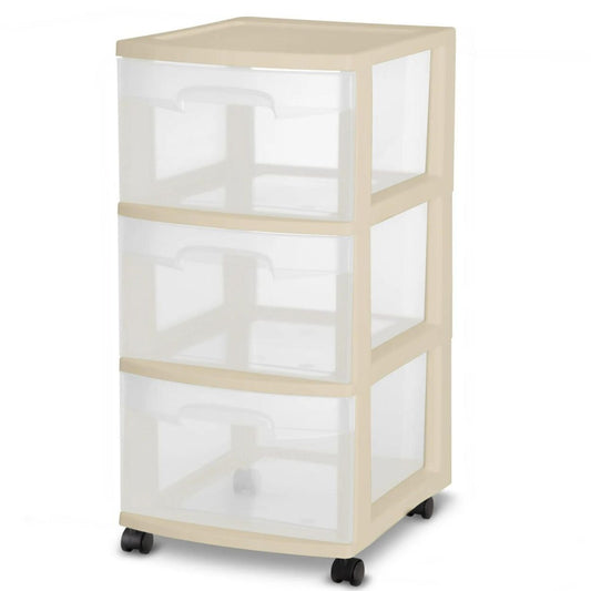 Clear 3-Drawer Multi-purpose & Versatile Storage Cart, Beige
