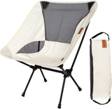 Portable Camping Chair Folding Backrest Chair W/Storage Bag-White