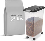 Airtight Pet Dry Food Seed Container W/Casters 47qt Storage-Black