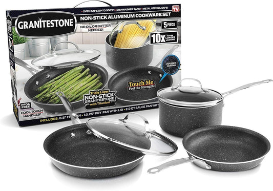 Nonstick Cookware Set Scratch-Resistant Pots and Pans 5-Piece Set