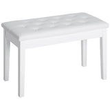 Piano Bench w/Storage Solo Duet Leather Padded Piano Seat-White