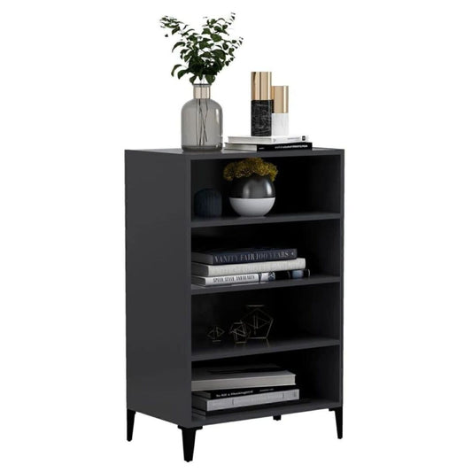Sideboard Cabinets 4-Shelves Storage with Sturdy Metal Legs, Gray