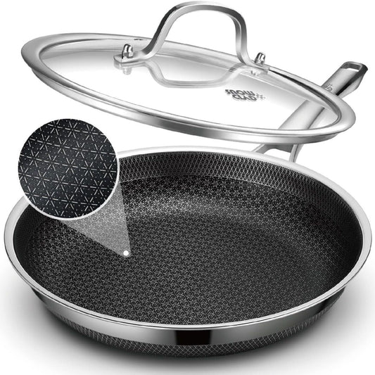 Non  Stick Skillets Stainless Steel Frying Pan W/Lid Skillets, 10"