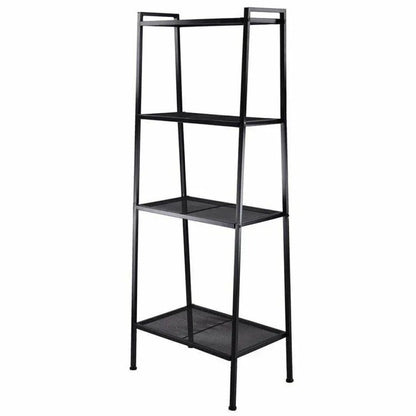 Metal Leaning Ladder Shelf Bookcase Storage Shelves, 4 Tier