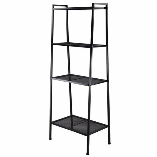 Metal Leaning Ladder Shelf Bookcase Storage Shelves, 4 Tier