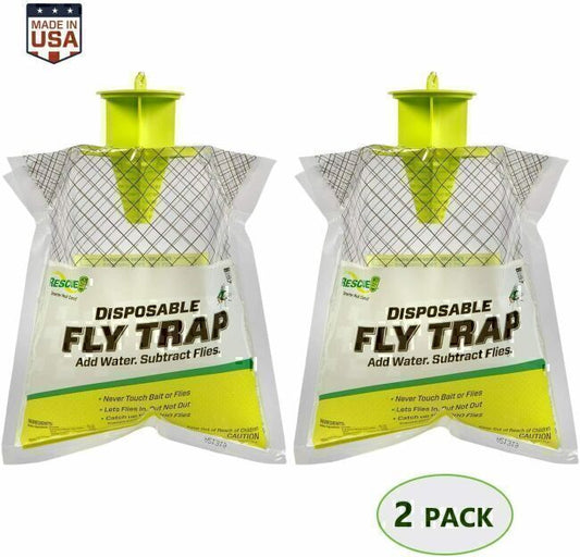 RESCUE! Non-Toxic Outdoor Disposable Fly Trap Catcher, 2 Packs