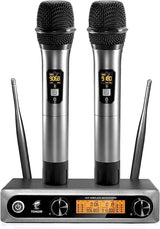 Wireless UHF Mic System Dual Cordless Dynamic Handheld Microphone