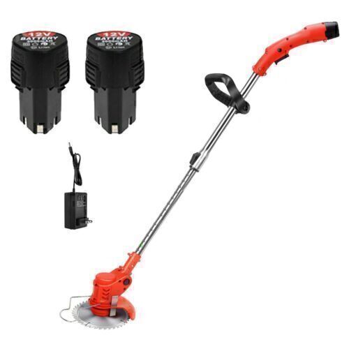 Electric Cordless Grass Cutter Weed Lawn Edger, Red w/ 2 Battries