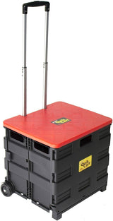 Quik Cart Collapsible Rolling Crate on Wheels Tote Basket Seat