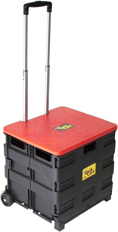 Quik Cart Collapsible Rolling Crate on Wheels Tote Basket Seat