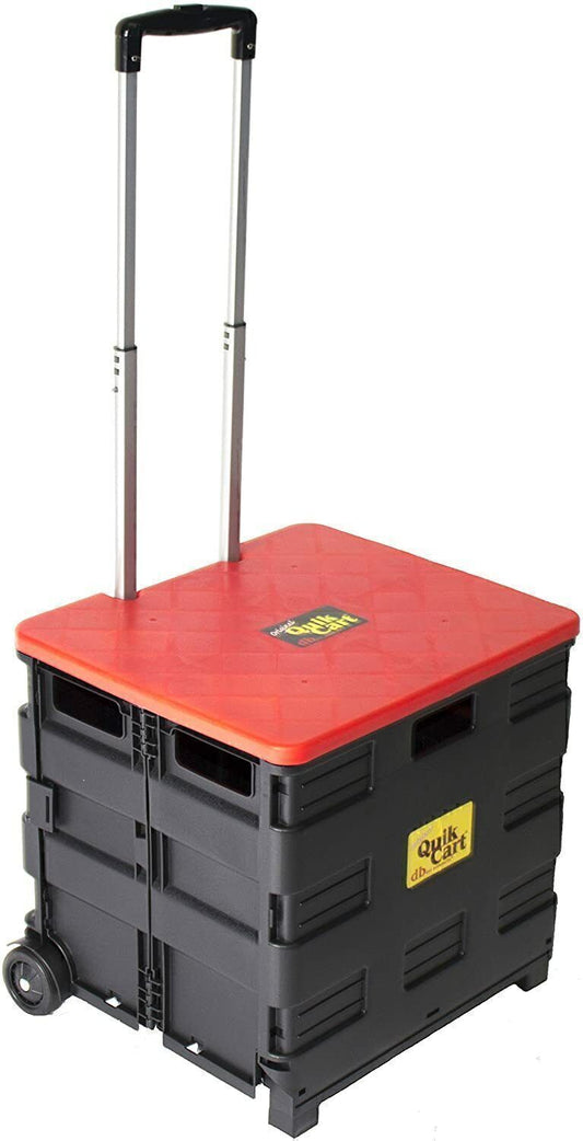 Quik Cart Collapsible Rolling Crate on Wheels Tote Basket Seat