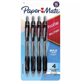 Paper Mate Ballpoint Pen Retractable Pen (1.4mm), Black, 4 Count