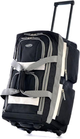 Olympia 22" Bag 8 Pocket Rolling Polyester Duffel Luggage W/Handle-BLK