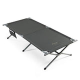 Extra Wide Bed Outdoor Folding Camping Bed with Storage Bag-Gray