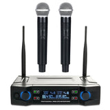Handheld UHF Wireless Mic System 2-Channel Dual Cordless Microphone
