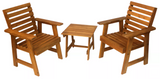 Outdoor Sequoia Rustic 3-Piece Patio Chair Side Table Furniture Set