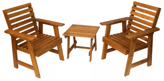 Outdoor Sequoia Rustic 3-Piece Patio Chair Side Table Furniture Set