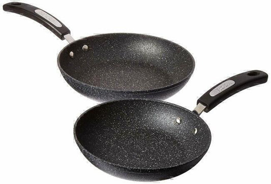Set Of 2 Nonstick Fry Pans, 8" And 9.5" with Bakelite Handles, Black