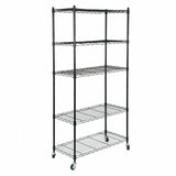 Rolling 5-Tier Shelves Wire Rack Large Space Storage Rack Organizer