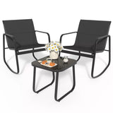 Rocking Bistro Set Patio 3-Piece Rocking  Coffee Table, Black