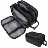 Leather Travel Bag Water-Resistant with Clip-on Buckles Toiletry Bag