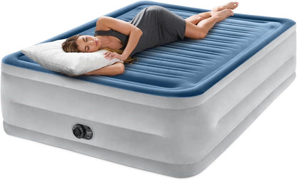 Air Mattress Durable Fiber-Tech Built-in Electric Pump 22"H-Queen