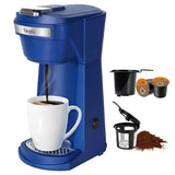 Single Coffee Maker Mini K Cup Ground Coffee Machine 6 -14 oz, Blue