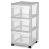 Clear 3-Drawer Multi-purpose & Versatile Storage Cart, Silver