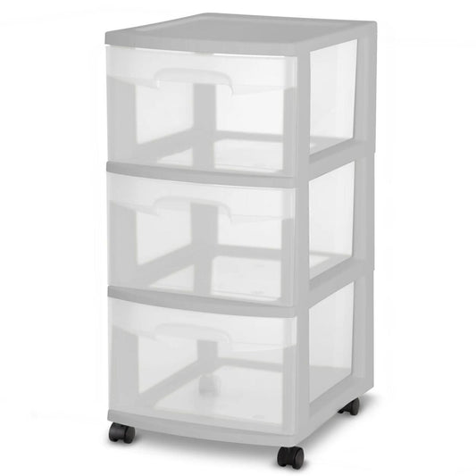 Clear 3-Drawer Multi-purpose & Versatile Storage Cart, Silver