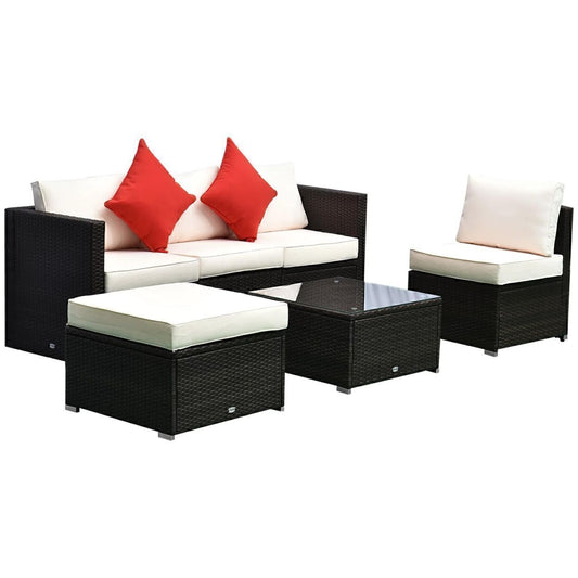 6-Piece Outdoor Patio Rattan Wicker Furniture Sofa Set W/Cushions
