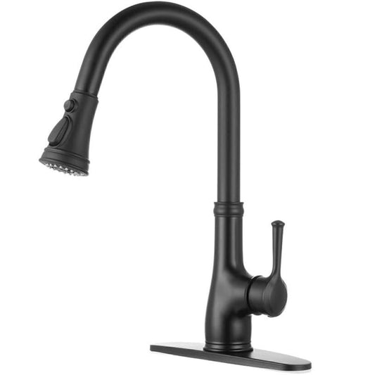 Kitchen Sink Faucet Single Handle Sprayer Hose Faucet, Black