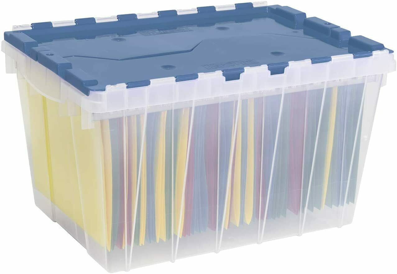 Akro-Mils 12-Gallon Plastic Storage KeepBox with Attached Lid, Clear