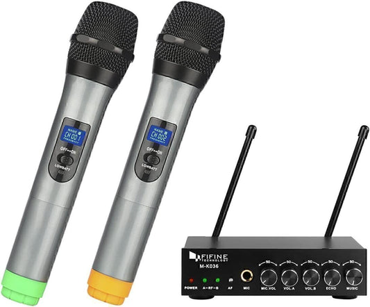 Wireless Microphone UHF Dual Channel Handheld Karaoke Mic System