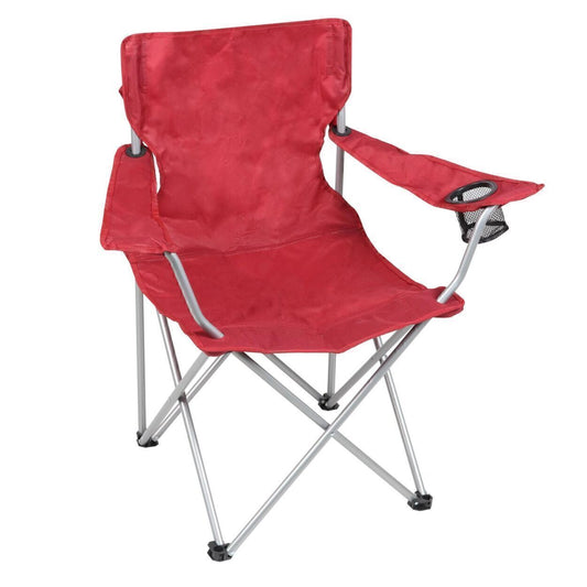Folding Chair Fishing Beach Outdoor Camping Chair W/ Cup Holder, Red