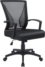 Furmax Office Chair Mid Back Swivel Lumbar Ergonomic Desk Chair, Black