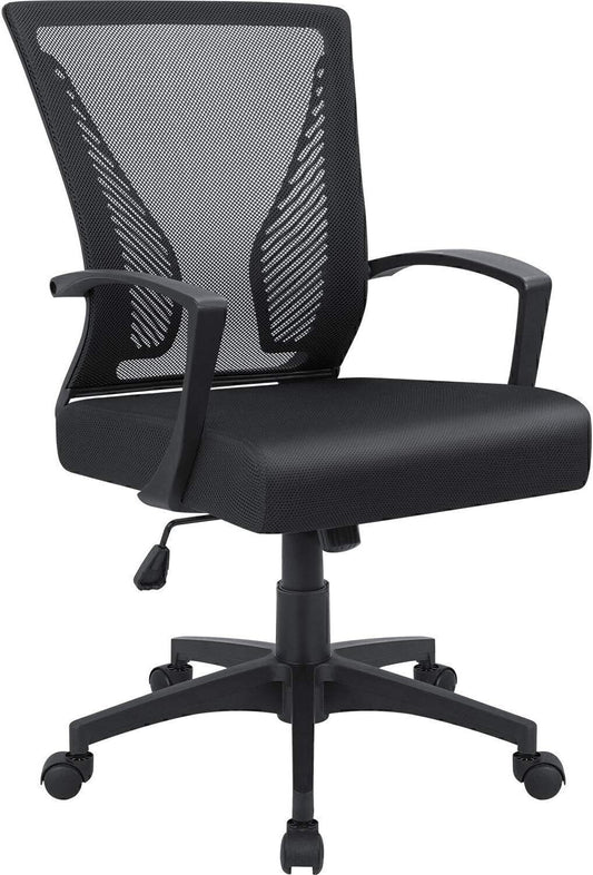 Furmax Office Chair Mid Back Swivel Lumbar Ergonomic Desk Chair, Black