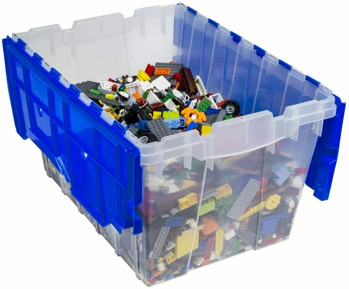 Akro-Mils 12-Gallon Plastic Storage KeepBox with Attached Lid, Clear