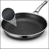 Hybrid Frying Pan Non Stick Stainless Steel Skillet, 10"