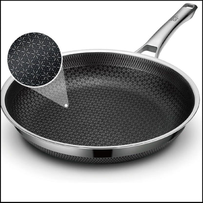 Hybrid Frying Pan Non Stick Stainless Steel Skillet, 10"