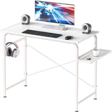 Office Desk Small Gaming Working Computer Desk W/Side Shelf-White