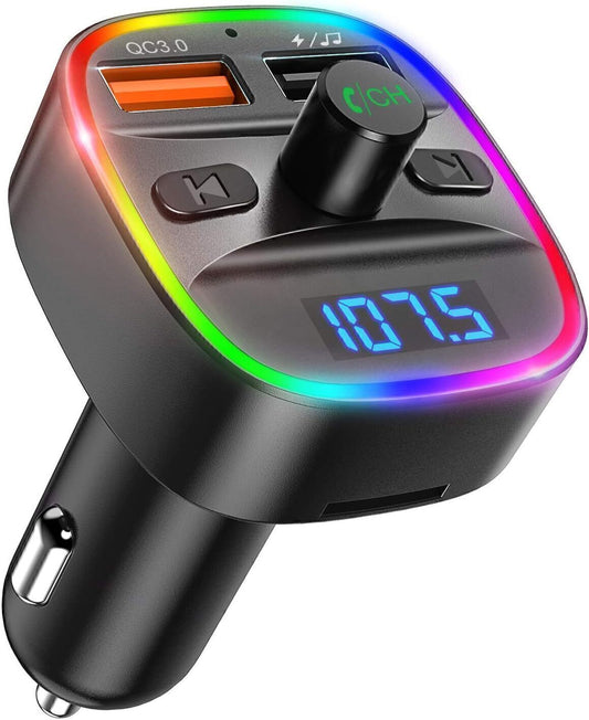 Car Bluetooth FM Transmitter Calling button QC 3.0 Fast Charging Port