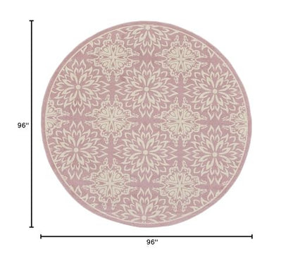 Nourison Rug Floral Round Rug Non Shedding 8Ft Round Rug, Ivory