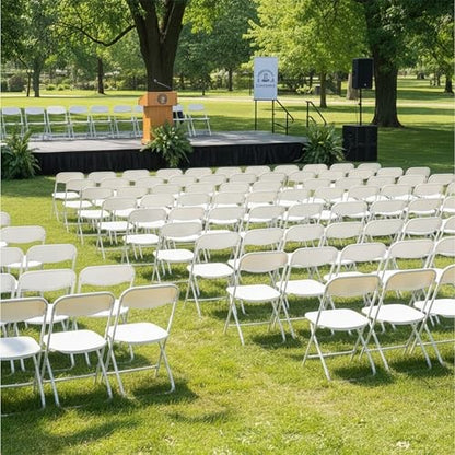 Folding Chair Plastic Party Event Folding Chair, White -10 Pack