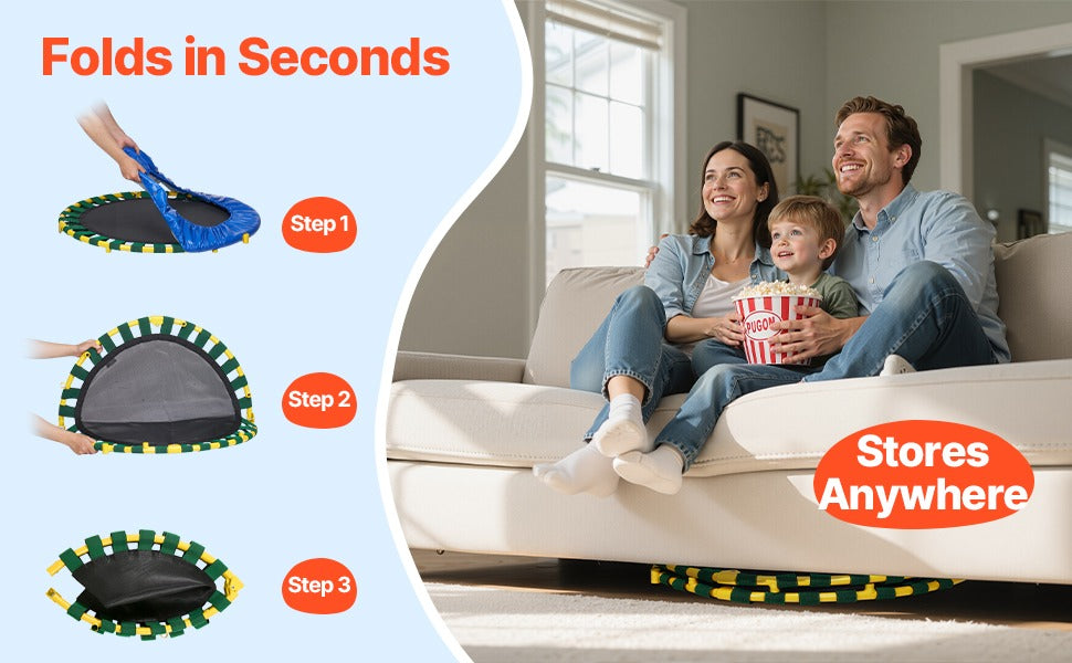 VEVOR 3FT Trampoline For Kids Foldable Baby Toddlers Trampoline